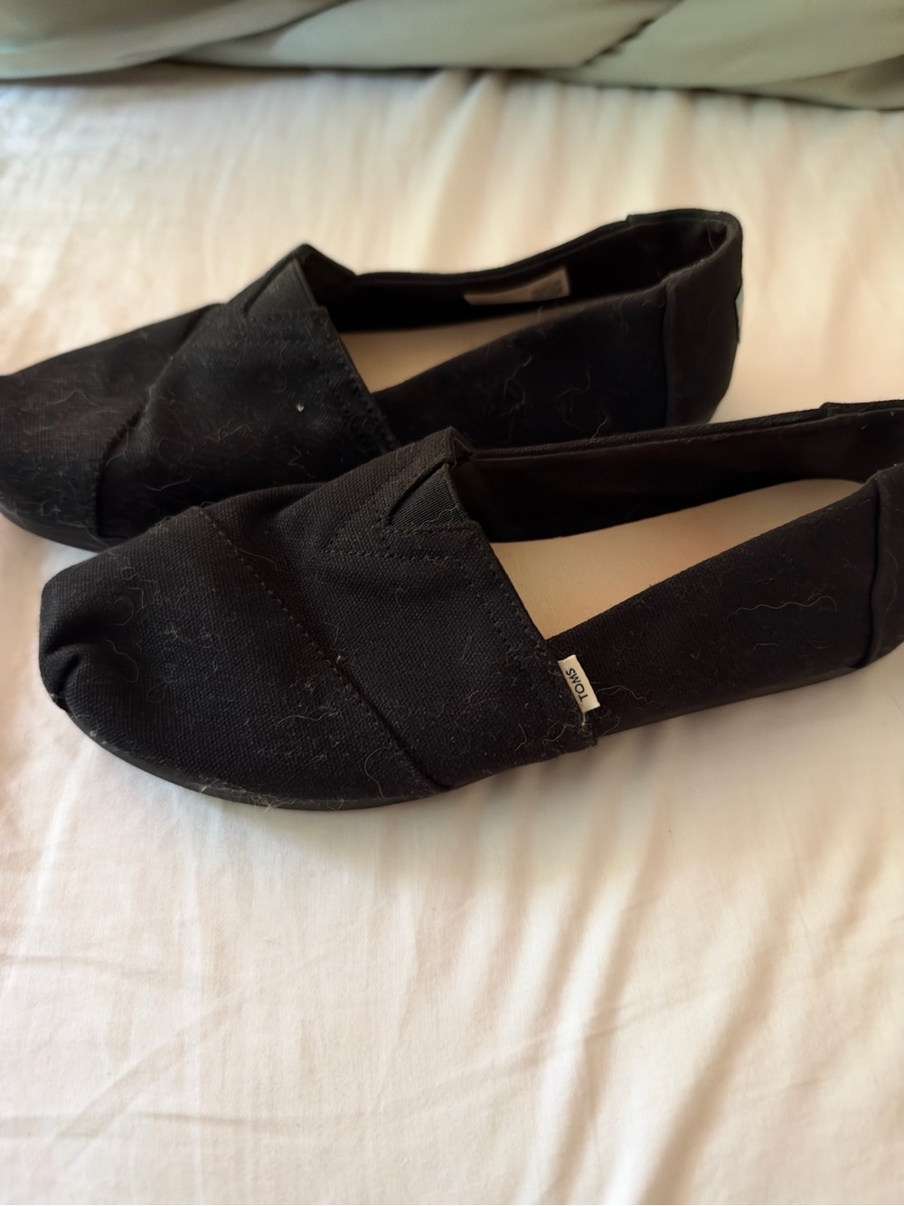 Toms Black Canvas Slip-On Flats